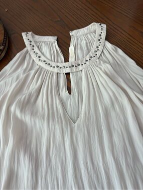 Ramy Brook White Embellished Halter Neck Blouse